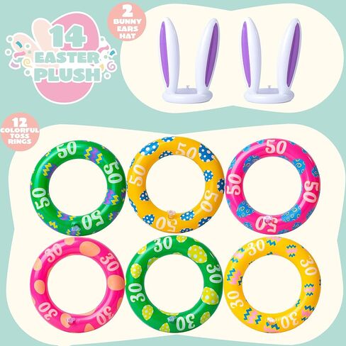 JOYIN Inflatable Bunny Rabbit Ears Ring Toss Game(2 Set &12 Rings), Inflatable Toss Game, Indoor and Outdoor Game for Easter Party Supplies in Saudi Arabia