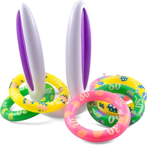JOYIN Inflatable Bunny Rabbit Ears Ring Toss Game(2 Set &12 Rings), Inflatable Toss Game, Indoor and Outdoor Game for Easter Party Supplies in Saudi Arabia