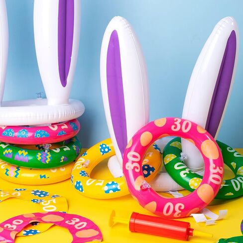 JOYIN Inflatable Bunny Rabbit Ears Ring Toss Game(2 Set &12 Rings), Inflatable Toss Game, Indoor and Outdoor Game for Easter Party Supplies in Saudi Arabia