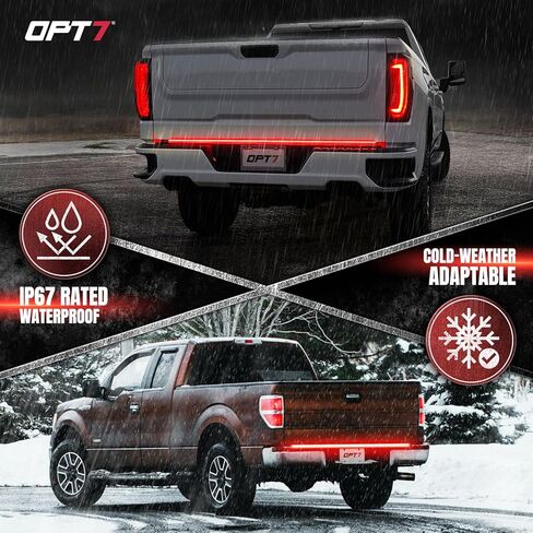 OPT7 60" Redline Parlux Triple Row LED Tailgate Light Bar w/Sequential Amber Turn Signal, Weatherproof Rigid Aluminum Frame Light Strip for Trucks, Pickup - Full Function Reverse Brake Running in Saudi Arabia