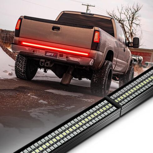OPT7 60" Redline Parlux Triple Row LED Tailgate Light Bar w/Sequential Amber Turn Signal, Weatherproof Rigid Aluminum Frame Light Strip for Trucks, Pickup - Full Function Reverse Brake Running in Saudi Arabia