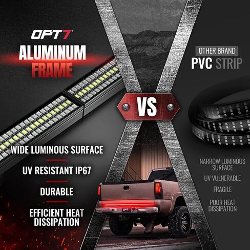 OPT7 60" Redline Parlux Triple Row LED Tailgate Light Bar w/Sequential Amber Turn Signal, Weatherproof Rigid Aluminum Frame Light Strip for Trucks, Pickup - Full Function Reverse Brake Running in Saudi Arabia