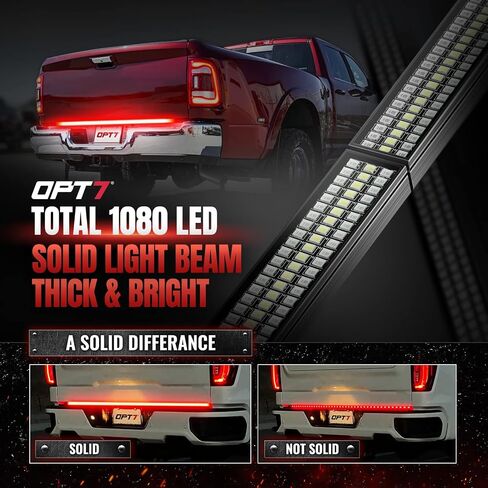 OPT7 60" Redline Parlux Triple Row LED Tailgate Light Bar w/Sequential Amber Turn Signal, Weatherproof Rigid Aluminum Frame Light Strip for Trucks, Pickup - Full Function Reverse Brake Running in Saudi Arabia