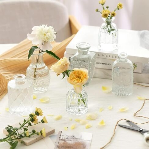 Glass Bud Vases Set of 10, Bud Vases in Bulk, Small Flower Vases, Wedding Centerpiece Table Decorations, Bud Vase, Vintage vase, Small Vases for Flowers, Flower Vases for Centerpieces. in Saudi Arabia