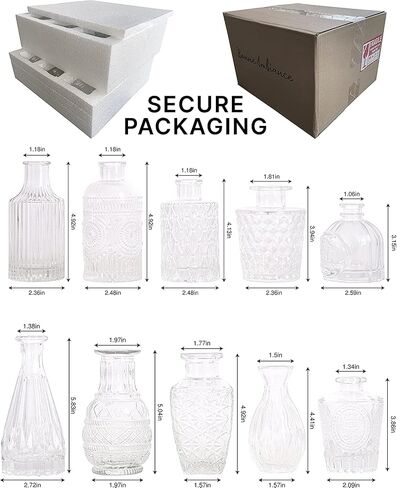Glass Bud Vases Set of 10, Bud Vases in Bulk, Small Flower Vases, Wedding Centerpiece Table Decorations, Bud Vase, Vintage vase, Small Vases for Flowers, Flower Vases for Centerpieces. in Saudi Arabia