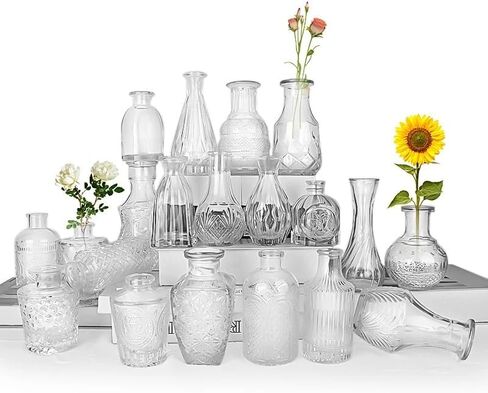 Glass Bud Vases Set of 10, Bud Vases in Bulk, Small Flower Vases, Wedding Centerpiece Table Decorations, Bud Vase, Vintage vase, Small Vases for Flowers, Flower Vases for Centerpieces. in Saudi Arabia