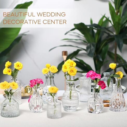 Glass Bud Vases Set of 10, Bud Vases in Bulk, Small Flower Vases, Wedding Centerpiece Table Decorations, Bud Vase, Vintage vase, Small Vases for Flowers, Flower Vases for Centerpieces. in Saudi Arabia