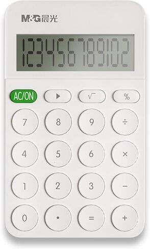 M&G Calculator Mini Pocket Desktop Calculator, 12 Digit Large LCD Display, for Business Office Home School, Battery Included (White) in Saudi Arabia