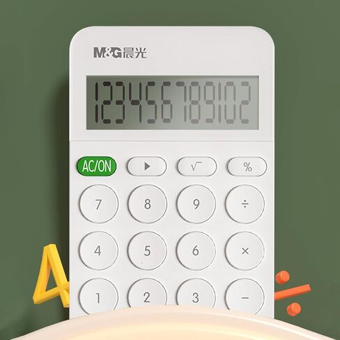 M&G Calculator Mini Pocket Desktop Calculator, 12 Digit Large LCD Display, for Business Office Home School, Battery Included (White) in Saudi Arabia