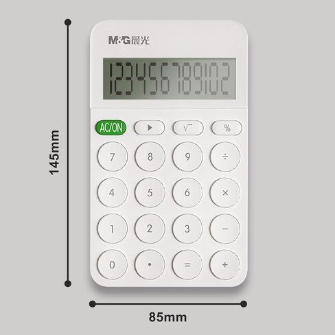 M&G Calculator Mini Pocket Desktop Calculator, 12 Digit Large LCD Display, for Business Office Home School, Battery Included (White) in Saudi Arabia