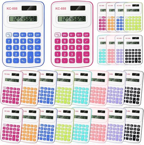 Treela 30 Pcs Pocket Size Calculator for Students Bulk Mini Handheld Calculator Basic Standard Calculators with Button Battery 8 Digit Display Desktop Calculator for 100 Days of School(Mixed Color) in Saudi Arabia