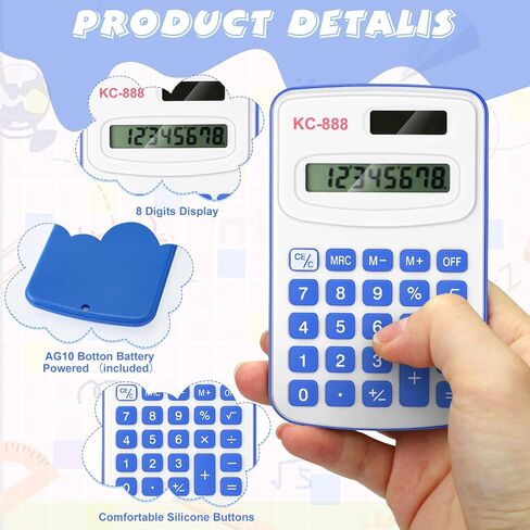 Treela 30 Pcs Pocket Size Calculator for Students Bulk Mini Handheld Calculator Basic Standard Calculators with Button Battery 8 Digit Display Desktop Calculator for 100 Days of School(Mixed Color) in Saudi Arabia