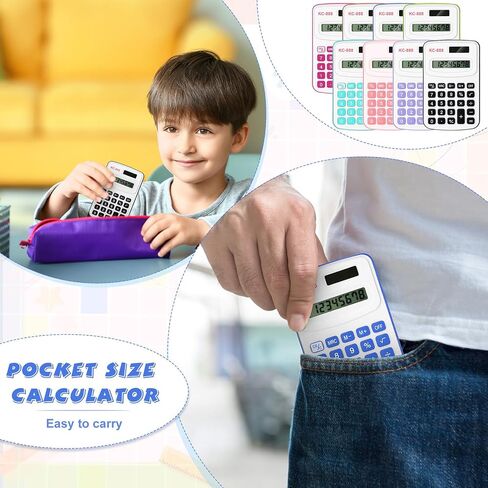 Treela 30 Pcs Pocket Size Calculator for Students Bulk Mini Handheld Calculator Basic Standard Calculators with Button Battery 8 Digit Display Desktop Calculator for 100 Days of School(Mixed Color) in Saudi Arabia
