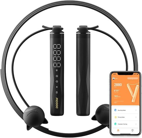 PICOOC حبل القفز اللاسلكي، حبل القفز الذكي للياقة البدنية، عداد حبل القفز القابل لإعادة الشحن مع تحليل بيانات التطبيق، حبال القفز القابلة للتعديل للرجال والنساء، وضعين لتخطي الحبل، شاشة LED in Saudi Arabia