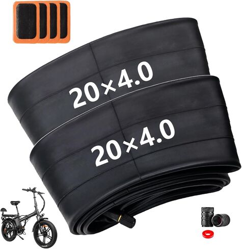أنبوب دراجة سميك 20 × 4.0 أنابيب إطارات شديدة التحمل مقاس 20 × 4 متوافقة مع الأنابيب الداخلية 20 × 4 20 × 4 1/4 20 × 4.25 20 × 4.3 20 × 4.4 20 × 4.5 للدراجة الكهربائية مقاس 20 بوصة ودراجة الثلج ودراجة الشاطئ - عبوتان in Saudi Arabia