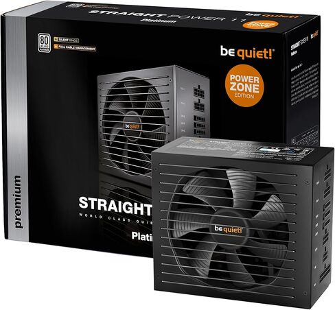 كن هادئاً! Straight Power 11 Platinum 750W Power Zone Edition، ATX 3.0، 80 Plus Platinum، مروحة أجنحة صامتة غير مسموعة تقريبًا، خالية من الأسلاك داخل PSU، كابل 12VHPWR متضمن، BN307 in Kuwait