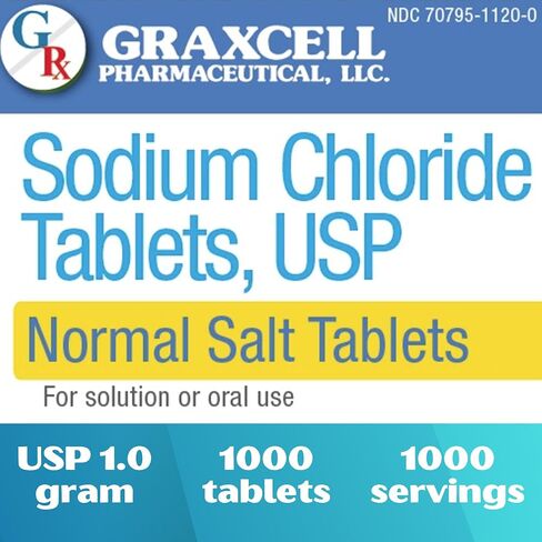 Sodium Chloride Tablets 1gm | Electrolyte Salt Pills for POTS Syndrome and Dysautonomia Support | Rapid Rehydration, Natural Ingredients | (15.4gr.) | 100 Count | Made in The USA in Saudi Arabia