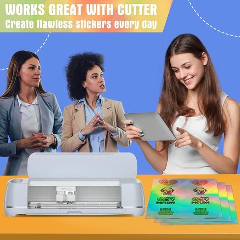 MECOLOUR ورق لاصق ثلاثي الأبعاد قابل للطباعة من الفينيل 50 ورقة ملصق مضاد للمياه ورق قوس قزح فينيل يجف بسرعة للطابعة النافثة للحبر in Kuwait