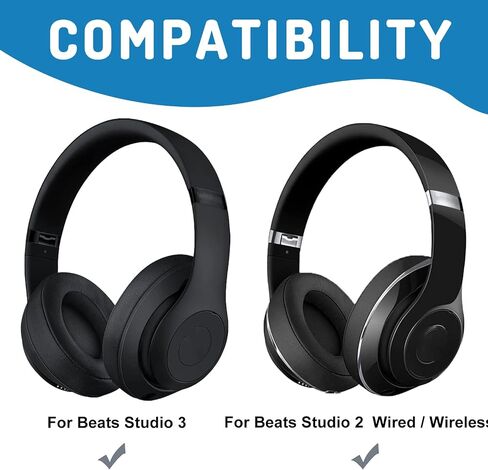 وسائد أذن بديلة Studio 2/3 لسماعات Beats Studio 2 & Studio 3 (B0500 B0501) السلكية واللاسلكية، وسائد الأذن مع جلد بروتين ناعم، رغوة ذاكرة عازلة للضوضاء (بني زهري) in Kuwait