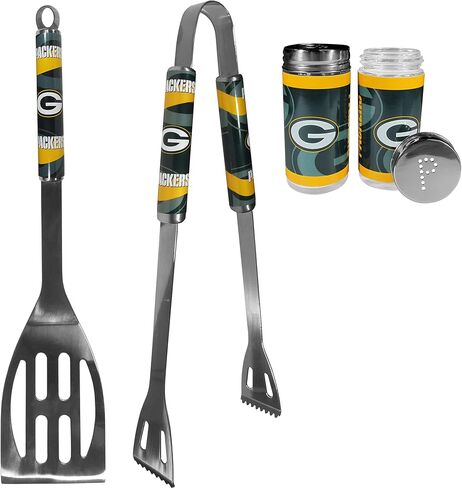 NFL Siskiyou Sports Fan Shop Green Bay Packers طقم شواء قطعتين مع باب خلفي ملح وفلفل هزاز مقاس واحد بلون الفريق in Kuwait