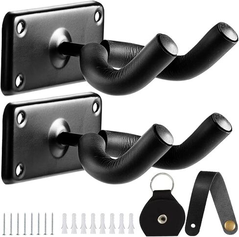 شماعة جيتار، قطعتان من حامل رف تثبيت على الحائط للجيتار، خطافات حائط للجيتار الكهربائي الصوتي والباس، القيثارة، المندولين، البانجو، الجيتار الكلاسيكي وجميع الآلات الوترية، أسود in Kuwait