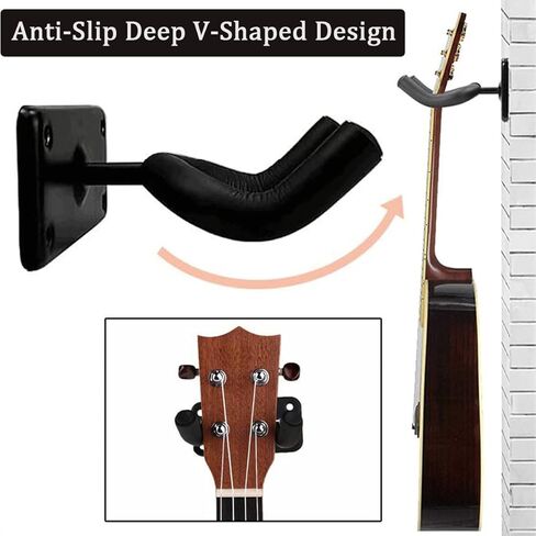 شماعة جيتار، قطعتان من حامل رف تثبيت على الحائط للجيتار، خطافات حائط للجيتار الكهربائي الصوتي والباس، القيثارة، المندولين، البانجو، الجيتار الكلاسيكي وجميع الآلات الوترية، أسود in Kuwait