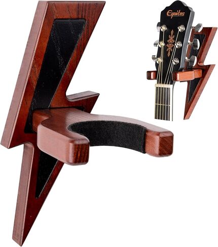 TESLYAR Guitar Holder Wall Mount Ash Wood Wooden Guitar Hanger Hook Stand Rack Guitar Hanger for Electric Classic Acoustic and Bass Guitar Musical Instruments Hardwood (Mahogany) in Kuwait