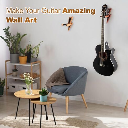 TESLYAR Guitar Holder Wall Mount Ash Wood Wooden Guitar Hanger Hook Stand Rack Guitar Hanger for Electric Classic Acoustic and Bass Guitar Musical Instruments Hardwood (Mahogany) in Kuwait