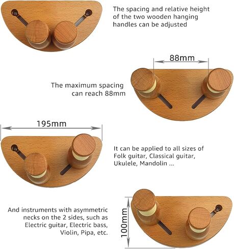 Guitar Wall Mount, Solid Wood Guitar Hook Holder, Adjustable Size Guitar Hanger for Acoustic, Guitar, Ukulele, Mandolin, Bass, Banjo in Saudi Arabia