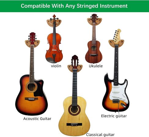 Guitar Wall Mount, Solid Wood Guitar Hook Holder, Adjustable Size Guitar Hanger for Acoustic, Guitar, Ukulele, Mandolin, Bass, Banjo in Saudi Arabia