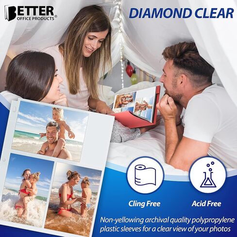 أوراق إعادة تعبئة ألبوم الصور من Better Office Products، تنسيق مختلط 4 × 6 بوصة، ثقيل الوزن، عبوات صور مكونة من 3 حلقات شفافة ماسية، 150 صورة إجمالية (25 حزمة) in Saudi Arabia