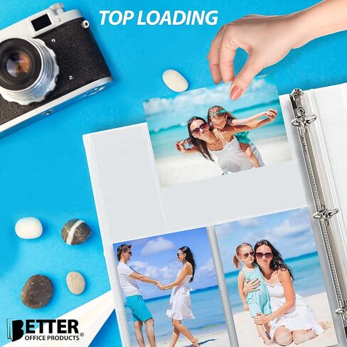 أوراق إعادة تعبئة ألبوم الصور من Better Office Products، تنسيق مختلط 4 × 6 بوصة، ثقيل الوزن، عبوات صور مكونة من 3 حلقات شفافة ماسية، 150 صورة إجمالية (25 حزمة) in Saudi Arabia