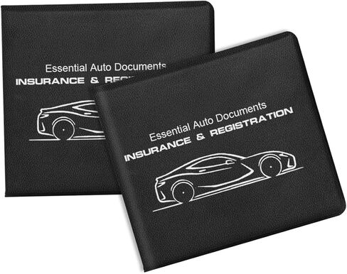 حامل تسجيل وتأمين السيارة، منظم صندوق قفازات تلقائي مكون من قطعتين مع إغلاق مغناطيسي، ضروري للسيارات لرخصة القيادة والبطاقات، عالمي لدراجة نارية شاحنة الدفع الرباعي (أسود) in Kuwait