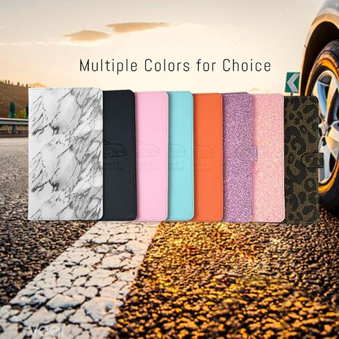 حامل بطاقة تسجيل السيارة والتأمين، صندوق القفازات التلقائي، منظم المستندات، حافظة ترخيص السيارة من جلد البولي يوريثان مع 7 مقصورات وأخدود القلم والإغلاق المغناطيسي (رخام) in Kuwait