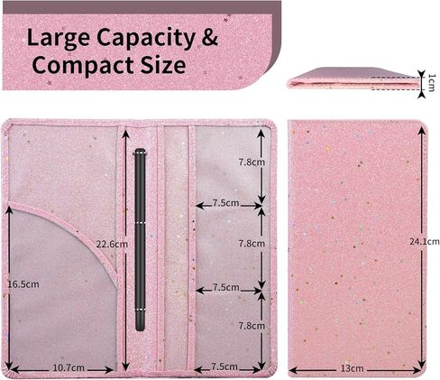حامل بطاقة تسجيل السيارة والتأمين، صندوق القفازات التلقائي، منظم المستندات، حافظة ترخيص السيارة من جلد البولي يوريثان مع 7 مقصورات وأخدود القلم والإغلاق المغناطيسي (رخام) in Kuwait