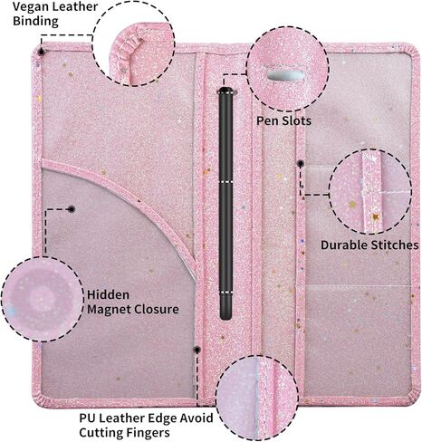 حامل بطاقة تسجيل السيارة والتأمين، صندوق القفازات التلقائي، منظم المستندات، حافظة ترخيص السيارة من جلد البولي يوريثان مع 7 مقصورات وأخدود القلم والإغلاق المغناطيسي (رخام) in Kuwait