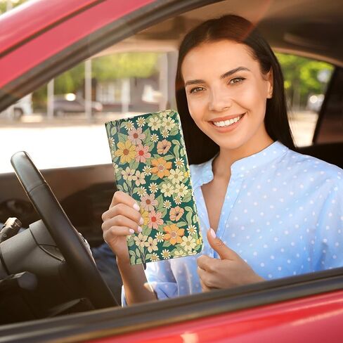 حامل تسجيل السيارة والتأمين، حامل بطاقة التأمين، حامل تسجيل السيارة، غطاء ذو ​​طابع زهري مع إغلاق مغناطيسي in Kuwait