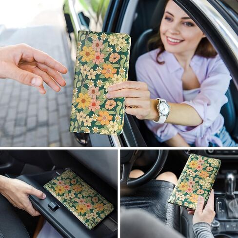 حامل تسجيل السيارة والتأمين، حامل بطاقة التأمين، حامل تسجيل السيارة، غطاء ذو ​​طابع زهري مع إغلاق مغناطيسي in Kuwait