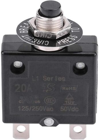Aramox 5 A / 8 A / 10 A / 15 A / 18 A / 20 A / 30 A Thermal Switch Reset, Current Overload Protection Device Circuit Breaker Manual Reset Circuit Breaker Overcurrent Protector(20A) in Saudi Arabia