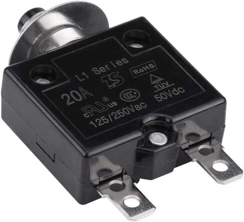 Aramox 5 A / 8 A / 10 A / 15 A / 18 A / 20 A / 30 A Thermal Switch Reset, Current Overload Protection Device Circuit Breaker Manual Reset Circuit Breaker Overcurrent Protector(20A) in Saudi Arabia