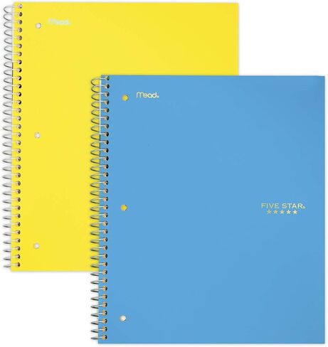 Five Star Spiral Notebooks, 3 Subject, College Ruled Paper, 150 Sheets, 11" x 8-1/2", Assorted Colors, 6 Pack (73479) in Saudi Arabia