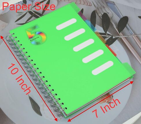 5 Subject Notebook, 4 Pcs 4 Color 10 Inch x 7 Inch B5 Spiral Notebook With Waterproof Plastic Softcover, 300 Pages 80 Gsm College Ruled Papers With 5 Sheets Colorful Movable Dividers (4 Color) in Saudi Arabia