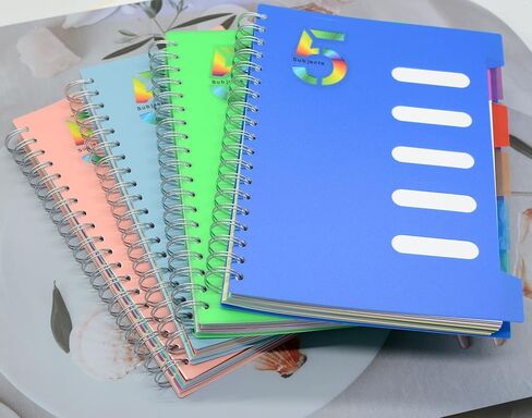 5 Subject Notebook, 4 Pcs 4 Color 10 Inch x 7 Inch B5 Spiral Notebook With Waterproof Plastic Softcover, 300 Pages 80 Gsm College Ruled Papers With 5 Sheets Colorful Movable Dividers (4 Color) in Saudi Arabia