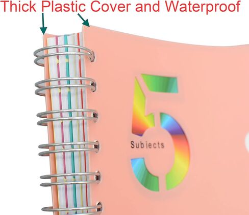 5 Subject Notebook, 4 Pcs 4 Color 10 Inch x 7 Inch B5 Spiral Notebook With Waterproof Plastic Softcover, 300 Pages 80 Gsm College Ruled Papers With 5 Sheets Colorful Movable Dividers (4 Color) in Saudi Arabia
