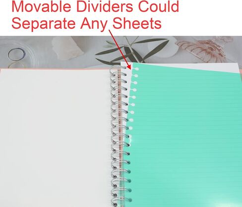 5 Subject Notebook, 4 Pcs 4 Color 10 Inch x 7 Inch B5 Spiral Notebook With Waterproof Plastic Softcover, 300 Pages 80 Gsm College Ruled Papers With 5 Sheets Colorful Movable Dividers (4 Color) in Saudi Arabia