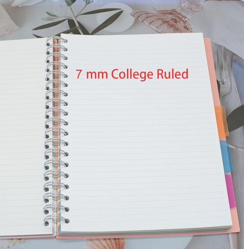 5 Subject Notebook, 4 Pcs 4 Color 10 Inch x 7 Inch B5 Spiral Notebook With Waterproof Plastic Softcover, 300 Pages 80 Gsm College Ruled Papers With 5 Sheets Colorful Movable Dividers (4 Color) in Saudi Arabia