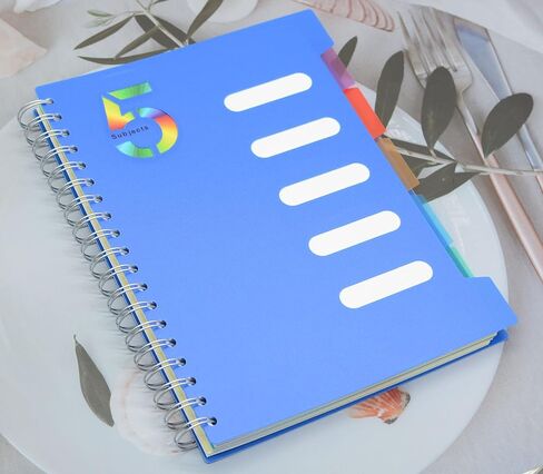 5 Subject Notebook, 4 Pcs 4 Color 10 Inch x 7 Inch B5 Spiral Notebook With Waterproof Plastic Softcover, 300 Pages 80 Gsm College Ruled Papers With 5 Sheets Colorful Movable Dividers (4 Color) in Saudi Arabia