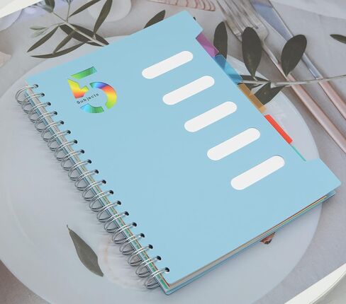 5 Subject Notebook, 4 Pcs 4 Color 10 Inch x 7 Inch B5 Spiral Notebook With Waterproof Plastic Softcover, 300 Pages 80 Gsm College Ruled Papers With 5 Sheets Colorful Movable Dividers (4 Color) in Saudi Arabia