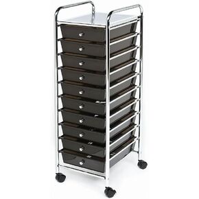 Seville Classics Rolling Utility Organizer Storage Cart ، للمكتب المنزلي ، المدرسة ، الفصل الدراسي ، سجل القصاصات ، هواية ، حرفة ، 15 درجًا ، أسود in Kuwait