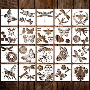 20 Pieces insect Stencils for Painting Reusable Animal Plant Stencil Spring Summer DIY Template for Painting on Wood Canvas Party Decor